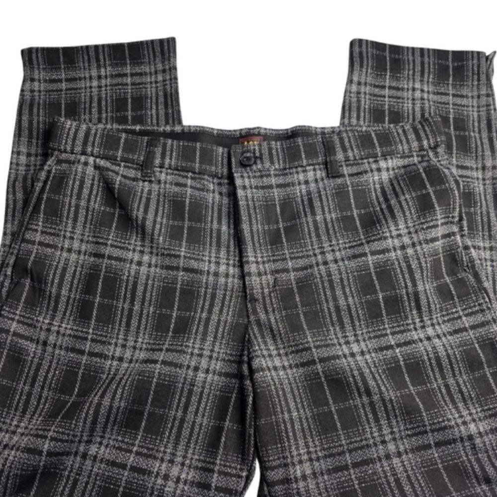 Lee 18W Black and Gray Plaid Pants Elastic Waistband Like NEW Fall Work CB-0921